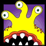 A weird, yellow, three eyed funny monster. #7